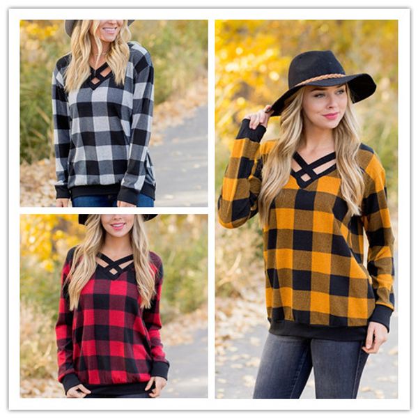 women plaid t-shirt long sleeve v-neck pullover casual loose tshirts checkered neck halved belt tees fashion girls raglan blouse, Blue;gray
women plaid t-shirt long sleeve v-neck pullover casual loose tshirts checkered neck halved belt tees fashion girls raglan blouse, Blue;gray