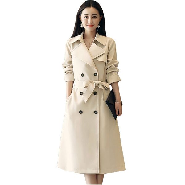 new 2019 spring women trench coat medium length beige long windbreaker plus size belt slim female outerwear re2268, Tan;black
new 2019 spring women trench coat medium length beige long windbreaker plus size belt slim female outerwear re2268, Tan;black