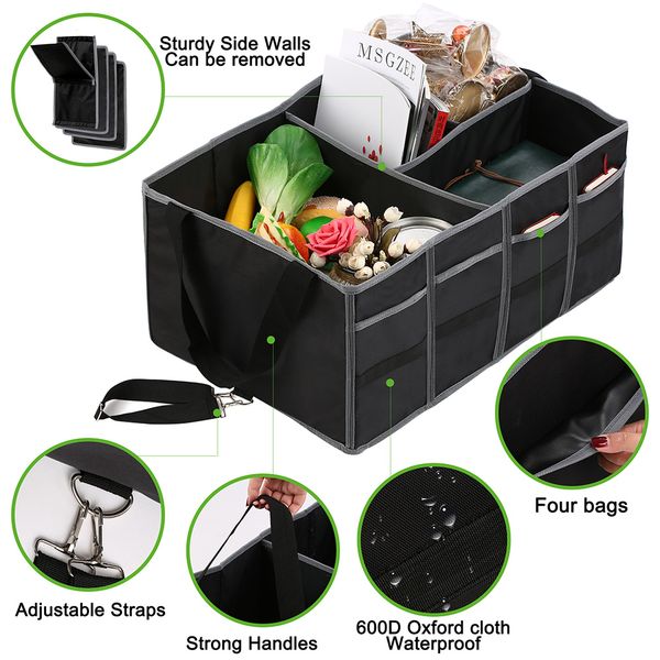 multi-pocket organizer large capacity folding storage bag trunk stowing and tidying auto interior storage organizer container
multi-pocket organizer large capacity folding storage bag trunk stowing and tidying auto interior storage organizer container