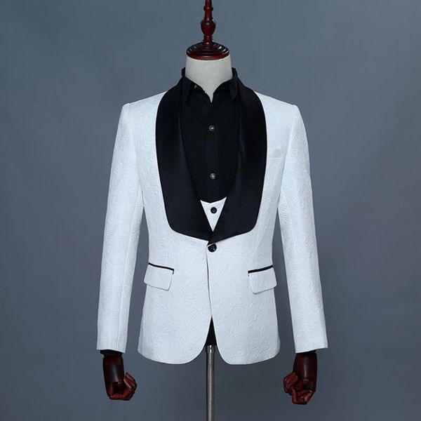 men's suits & blazers groom's dresses turn-lapel show host night club jacquard three prom clothes suit man coat vest pant, White;black
men's suits & blazers groom's dresses turn-lapel show host night club jacquard three prom clothes suit man coat vest pant, White;black