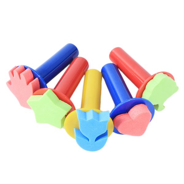 5pcs/set Sponge Painting Brush Children Painting Brush Flower Stamp Kids Diy Graffiti Drawing Toys