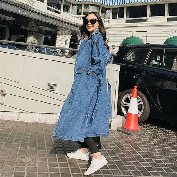 new arrival trench coat women loose denim trench coat female single-breasted long jeans outwears, Tan;black
new arrival trench coat women loose denim trench coat female single-breasted long jeans outwears, Tan;black