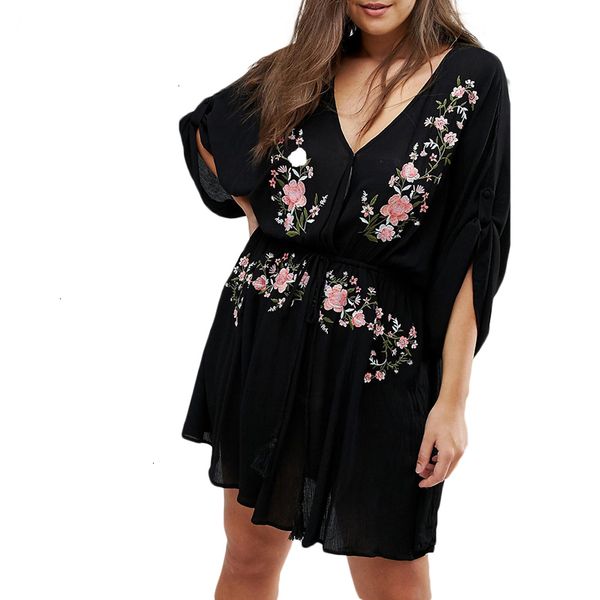 summer dress woman clothing plus size women dress waist tie floral embroidery three quarter floral sleeve v neck summer midi dress women, Black;gray
summer dress woman clothing plus size women dress waist tie floral embroidery three quarter floral sleeve v neck summer midi dress women, Black;gray
