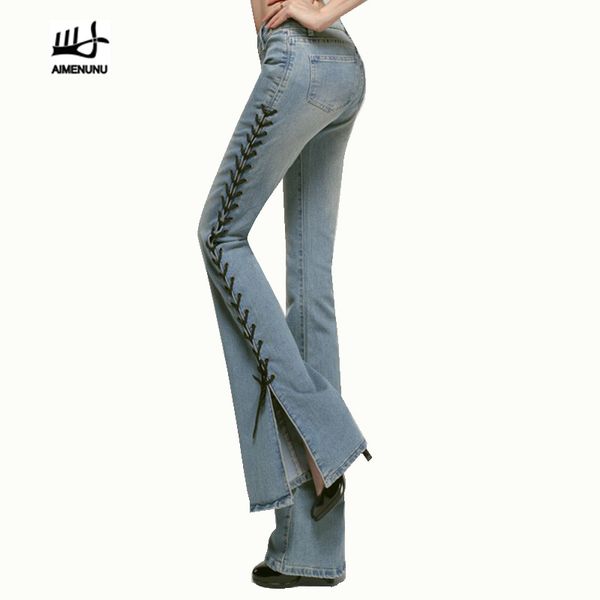 aimenunu female lace up flare jeans women distressed high waist elasticity denim long pants streetwear trouser 2020 spring, Blue
aimenunu female lace up flare jeans women distressed high waist elasticity denim long pants streetwear trouser 2020 spring, Blue