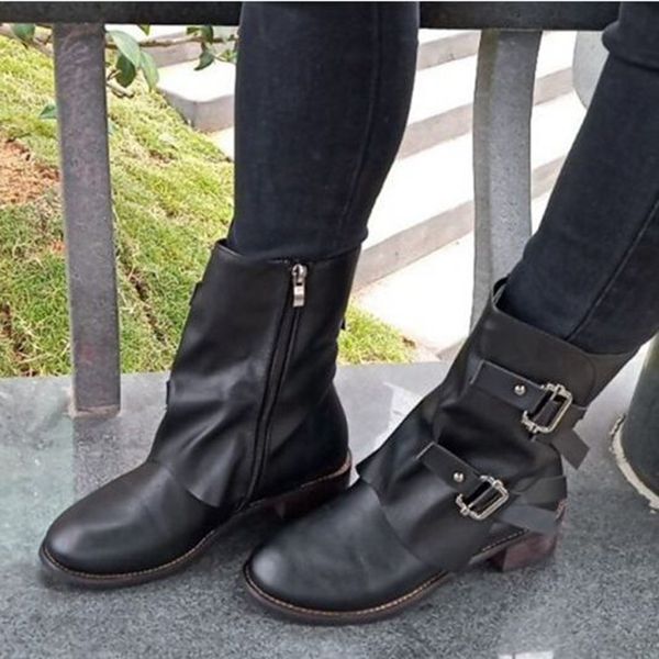 autumn female casual shoes woman flat fashion platform round toe buckle strap solid comfortable women mid-calf boots, Black
autumn female casual shoes woman flat fashion platform round toe buckle strap solid comfortable women mid-calf boots, Black
