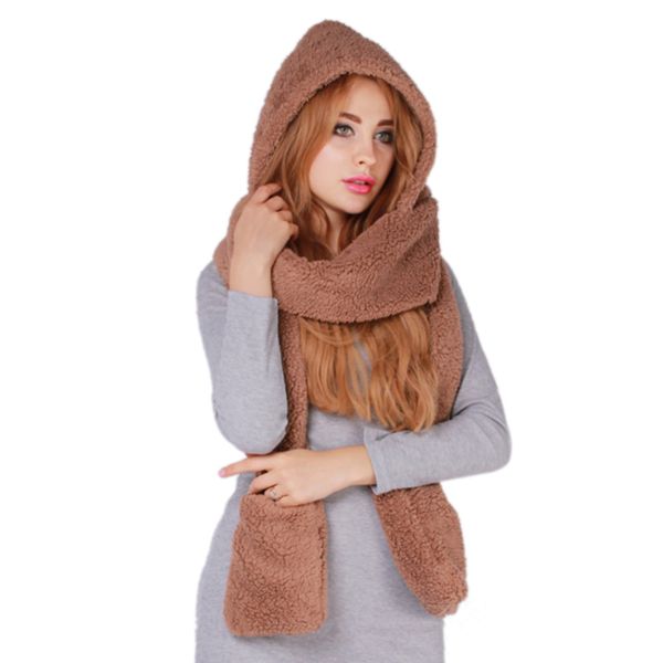 3 in 1 women winter warm soft hood scarf snood pocket hats gloves fashion hooded srarves scarf hat glove 3 piece sets, Blue;gray
3 in 1 women winter warm soft hood scarf snood pocket hats gloves fashion hooded srarves scarf hat glove 3 piece sets, Blue;gray