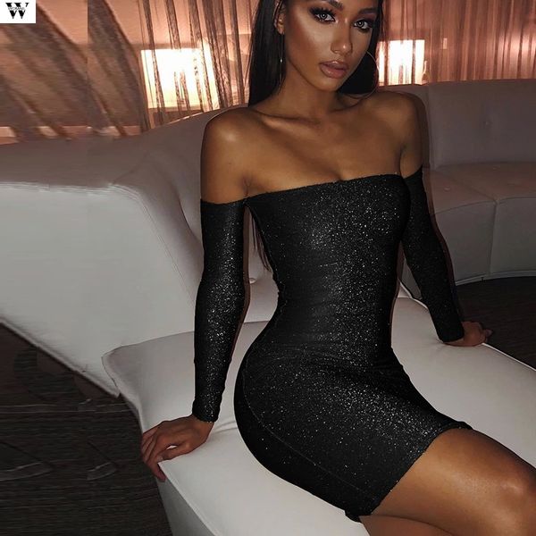 ladies formal evening party sequin club short dresses vestidos autumn dresses women slash neck bodycon dress 11.5, Black;gray
ladies formal evening party sequin club short dresses vestidos autumn dresses women slash neck bodycon dress 11.5, Black;gray