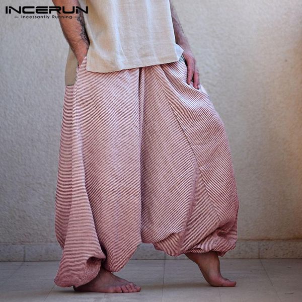 2019 striped mens thai wide leg pants elastic waist baggy drop crotch harem trousers men joggers retro dance cross-pants incerun, Black
2019 striped mens thai wide leg pants elastic waist baggy drop crotch harem trousers men joggers retro dance cross-pants incerun, Black
