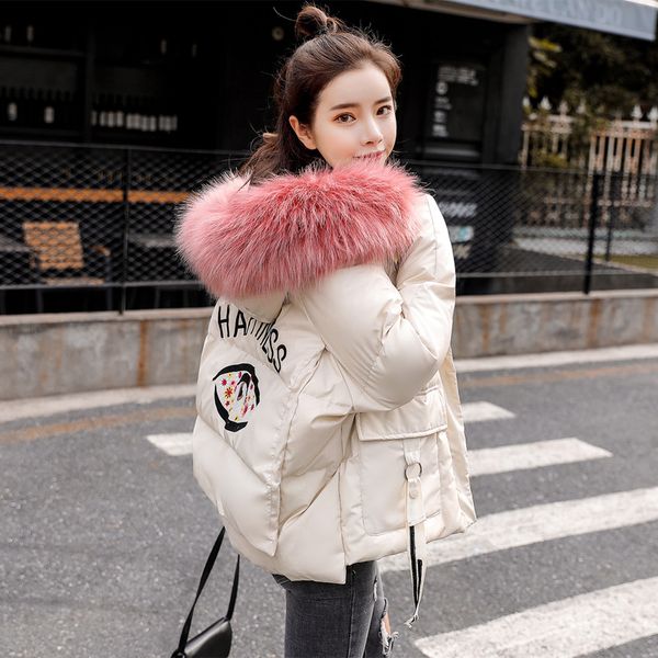 womens winter fashion 2019 parkas short embroidery large wool collar thickened hooded cotton coat women, Black
womens winter fashion 2019 parkas short embroidery large wool collar thickened hooded cotton coat women, Black