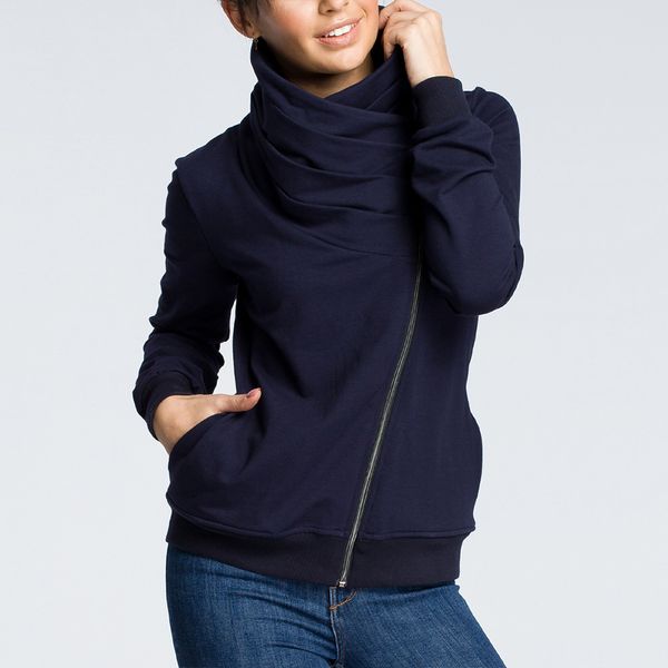 2019 new fall women coat sweatshirt casual long sleeve female irregular collar folded pocket jacket with inclined zipper jacket, Black
2019 new fall women coat sweatshirt casual long sleeve female irregular collar folded pocket jacket with inclined zipper jacket, Black