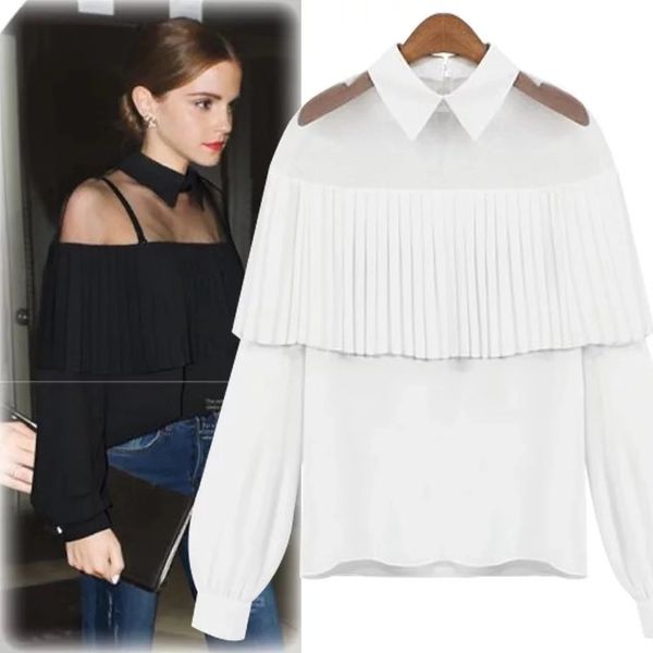 2019 streetwear loose ruffles blouses female long sleeve turn-down collar ladies spliced cotton womens and blouses, White
2019 streetwear loose ruffles blouses female long sleeve turn-down collar ladies spliced cotton womens and blouses, White