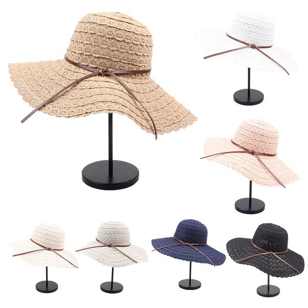women summer beach foldable floppy beach sun hat wide brim packable solid color faux leather bowknot weave lace bucket cap, Blue;gray
women summer beach foldable floppy beach sun hat wide brim packable solid color faux leather bowknot weave lace bucket cap, Blue;gray