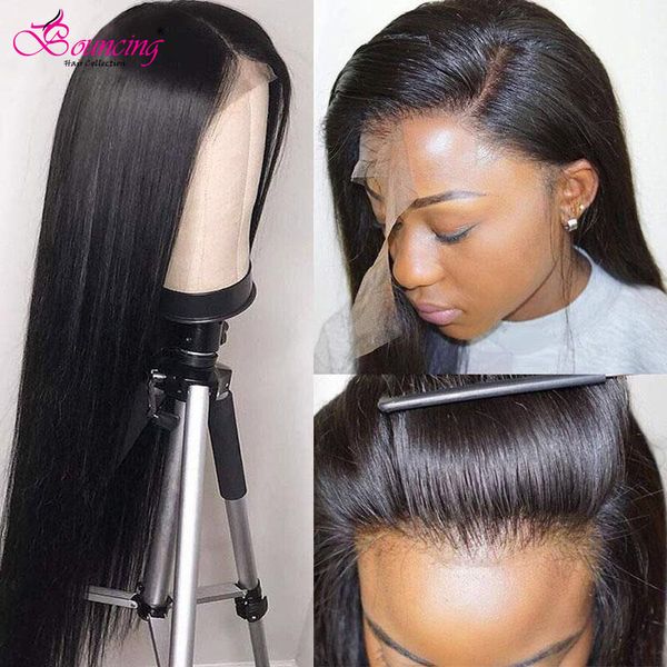 bouncing human hair lace frontal wigs straight 13x6 glueless lace front 150% 180% 250% density 28 30 32 inch brazilian remy wigs, Black;brown 
bouncing human hair lace frontal wigs straight 13x6 glueless lace front 150% 180% 250% density 28 30 32 inch brazilian remy wigs, Black;brown