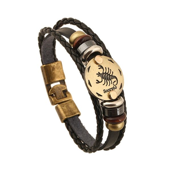 new punk men jewelry 12 zodiac signs bracelet 12 constellation men leo scorpio women for bracelets beaded charm leather bracelet, Golden;silver
new punk men jewelry 12 zodiac signs bracelet 12 constellation men leo scorpio women for bracelets beaded charm leather bracelet, Golden;silver