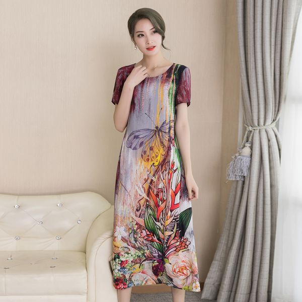 new elegant floral print long dresses womens short sleeve silk chiffon dress summer vestidos loose brand clothes, Black;gray
new elegant floral print long dresses womens short sleeve silk chiffon dress summer vestidos loose brand clothes, Black;gray
