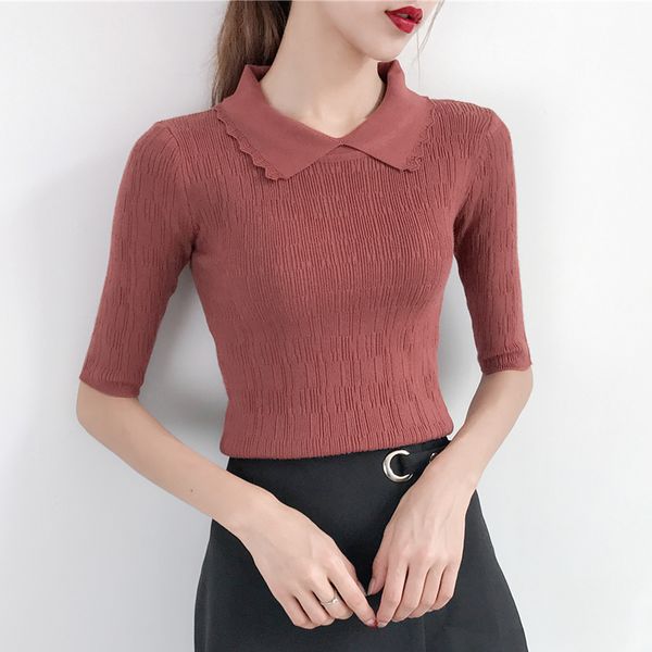 2017 new female korean summer autumn sweater turtleneck jacket slim short sleeved loose knit backing of students, White;black
2017 new female korean summer autumn sweater turtleneck jacket slim short sleeved loose knit backing of students, White;black