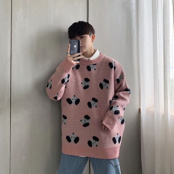 men's sweater 2019 autumn and winter new loose sweater cartoon print youth personality fashion trend men's clothing, White;black
men's sweater 2019 autumn and winter new loose sweater cartoon print youth personality fashion trend men's clothing, White;black