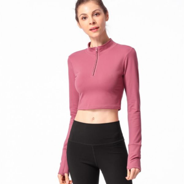 women yoga sport zipper long sleeve yoga expose navel shirt with thumb holes solid quick dry breathable gym fitness, White;red
women yoga sport zipper long sleeve yoga expose navel shirt with thumb holes solid quick dry breathable gym fitness, White;red