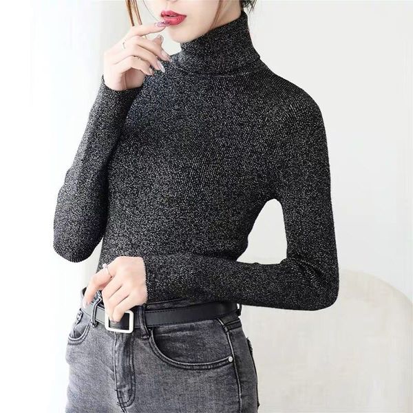 women's sweaters shiny fitted high neck sweater female autumn winter bright silk slim long-sleeved bottoming shirt plus size, White;black
women's sweaters shiny fitted high neck sweater female autumn winter bright silk slim long-sleeved bottoming shirt plus size, White;black