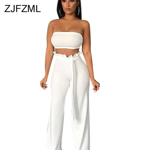 solid 2 piece outfits for women clothes strapless backless crop + ruffles tie up high waist wide leg pants summer sweatsuit, White
solid 2 piece outfits for women clothes strapless backless crop + ruffles tie up high waist wide leg pants summer sweatsuit, White