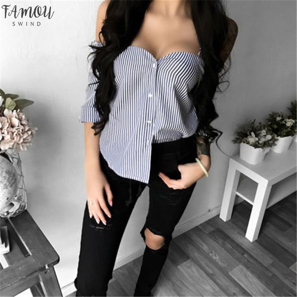 stripe blouse women autumn long sleeved shirts fashion off shoulder button blouses strapless slash neck blouse clothes, White
stripe blouse women autumn long sleeved shirts fashion off shoulder button blouses strapless slash neck blouse clothes, White