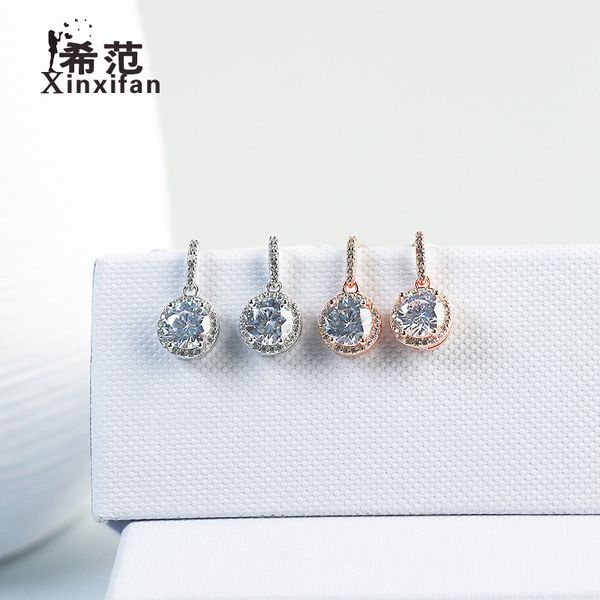 925 sterling silver round zircon earrings women's micro-inlaid accessories exquisite temperament earrings live, Golden;silver
925 sterling silver round zircon earrings women's micro-inlaid accessories exquisite temperament earrings live, Golden;silver