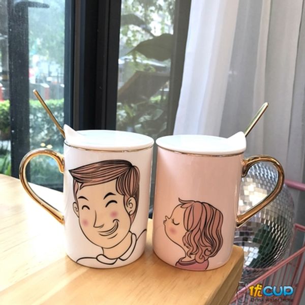 korean style creative trend ceramic mug cute cup cartoon male and female students with lid spoon couple cup pair
korean style creative trend ceramic mug cute cup cartoon male and female students with lid spoon couple cup pair