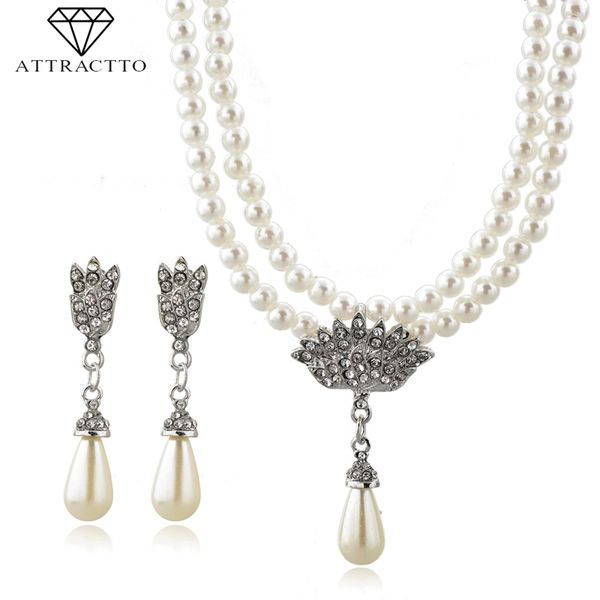 attractto silver pearl choker necklace earrings sets for women wedding bridal elegant lady layered pearl jewelry set set190010
attractto silver pearl choker necklace earrings sets for women wedding bridal elegant lady layered pearl jewelry set set190010