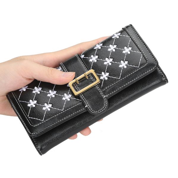 Women's wallet Korean fashion multi-function simple long pin buckle clutch bag four-leaf clasp embossed mobile phone bag
Women's wallet Korean fashion multi-function simple long pin buckle clutch bag four-leaf clasp embossed mobile phone bag