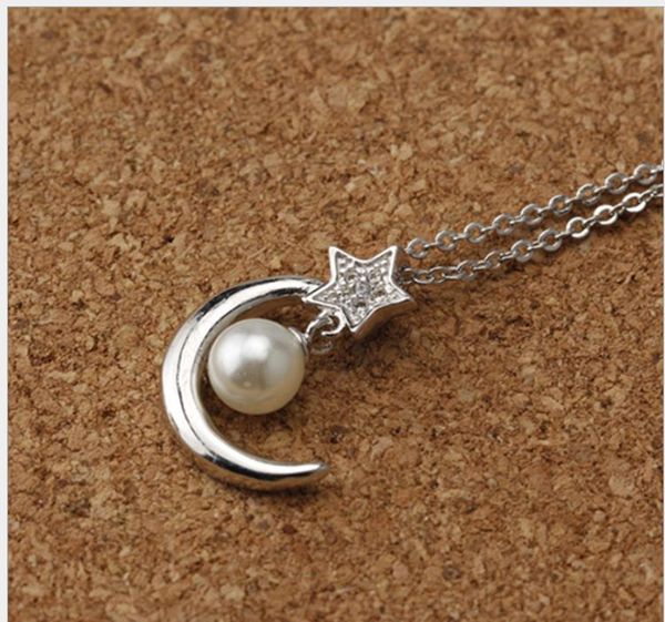 new fashion simple pearl star moon clavicle necklace temperament female pendant jewelry, Silver
new fashion simple pearl star moon clavicle necklace temperament female pendant jewelry, Silver