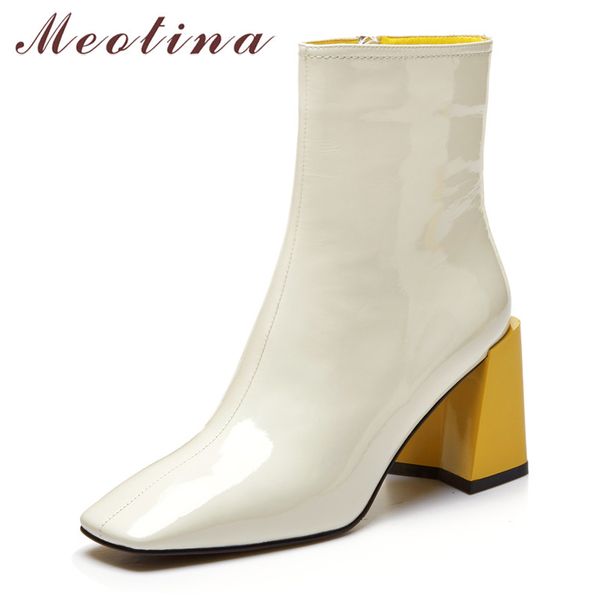 meotina winter ankle boots women natural genuine leather thick high heels short boots zipper square toe shoes ladies size 34-39, Black
meotina winter ankle boots women natural genuine leather thick high heels short boots zipper square toe shoes ladies size 34-39, Black