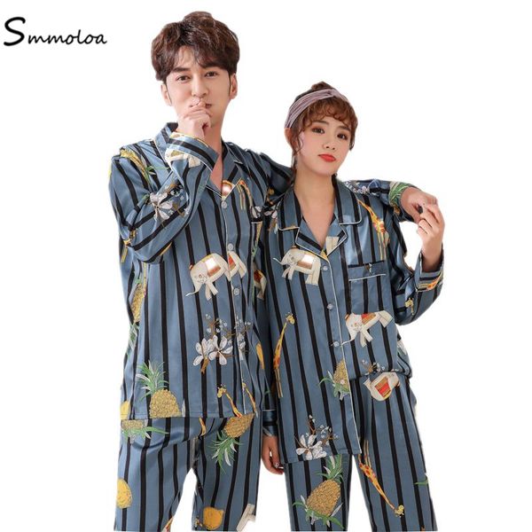 smmoloa 2019 couple pajama women silk pijama satin pyjama, Blue;gray
smmoloa 2019 couple pajama women silk pijama satin pyjama, Blue;gray