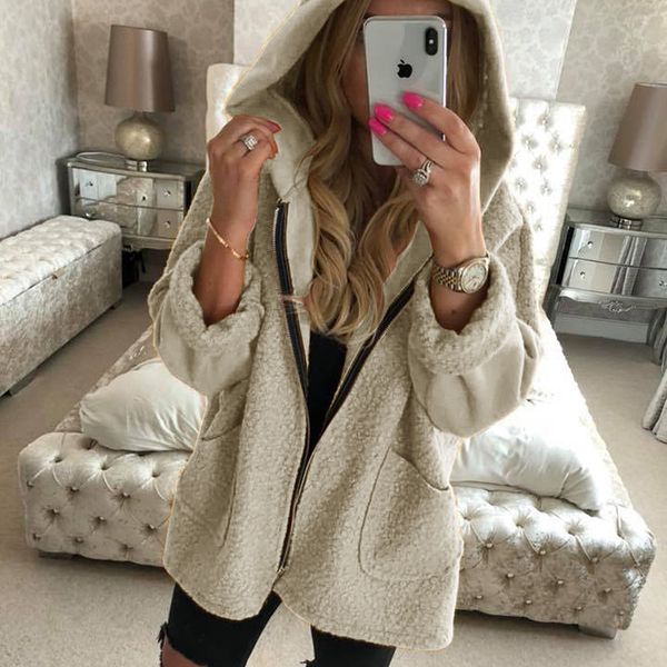 wipalo fashion women winter jacket hooded coat zip pocket long sleeve plush jacket zipper faux solid female coat outwear 2019, Black;brown
wipalo fashion women winter jacket hooded coat zip pocket long sleeve plush jacket zipper faux solid female coat outwear 2019, Black;brown