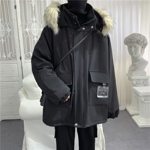 2019 winter new fur collar student wild cotton clothing fashion casual solid color hooded jacket black / khaki m-2xl
2019 winter new fur collar student wild cotton clothing fashion casual solid color hooded jacket black / khaki m-2xl