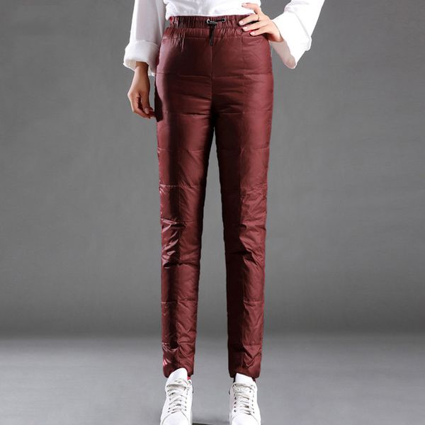 winter outdoor womens down pants high waist thick solid color white duck down pants large size warm trousers lightweight, Black;green
winter outdoor womens down pants high waist thick solid color white duck down pants large size warm trousers lightweight, Black;green