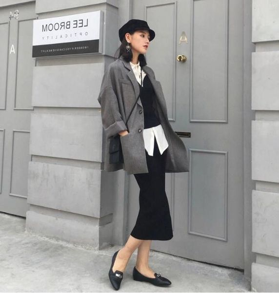 suit female 2019 autumn new temperament casual loose long suit jacket trousers solid color elegant fashion two-piece set, White;black
suit female 2019 autumn new temperament casual loose long suit jacket trousers solid color elegant fashion two-piece set, White;black
