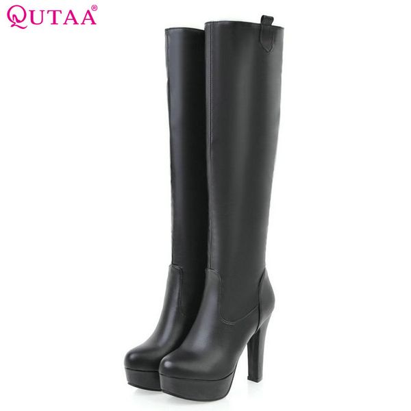 qutaa 2020 women knee high boots pu leather slip on synthetic fashion round toe all match platform ladies long shoes size 34-43, Black
qutaa 2020 women knee high boots pu leather slip on synthetic fashion round toe all match platform ladies long shoes size 34-43, Black
