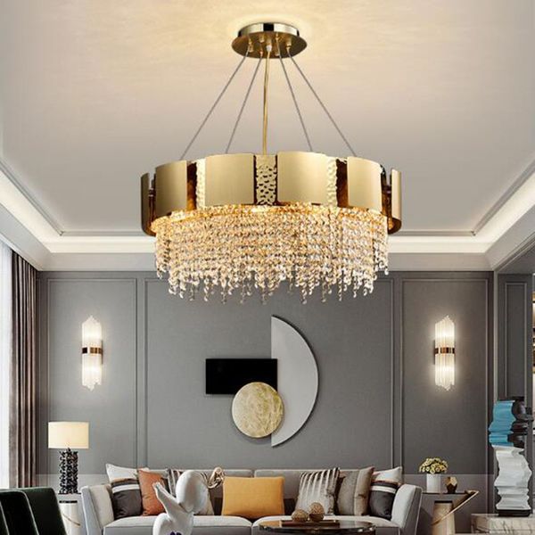 luxury crystal chandelier lamp designer simple round gold modern living room dining led chandelier light ac 90-260v
luxury crystal chandelier lamp designer simple round gold modern living room dining led chandelier light ac 90-260v