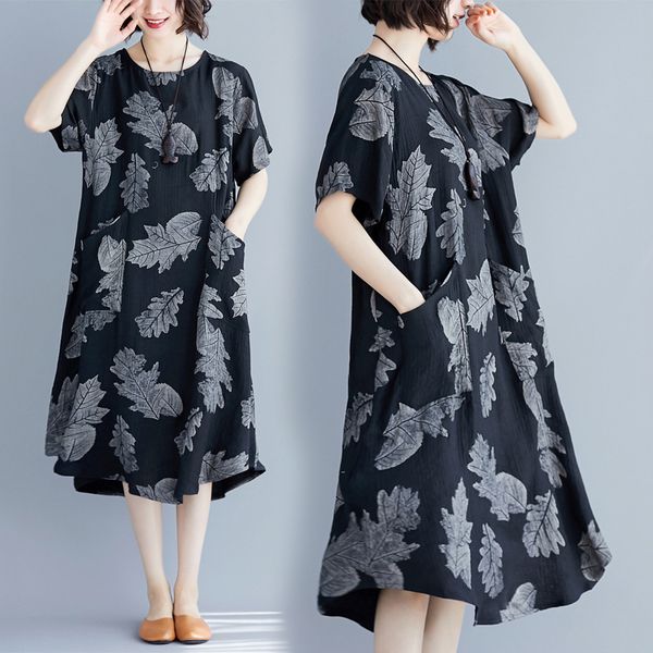 fat younger sister summer wear printing short sleeve dress 2019 literature will code suit-dress by age easy cover the belly, Gray
fat younger sister summer wear printing short sleeve dress 2019 literature will code suit-dress by age easy cover the belly, Gray