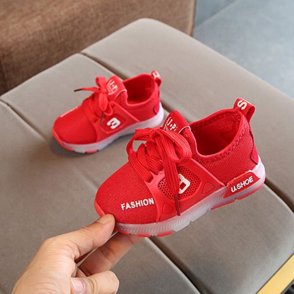 children casual shoes fashion led sports shoe for boys girls baby shoes cotton kids walking, Black;red