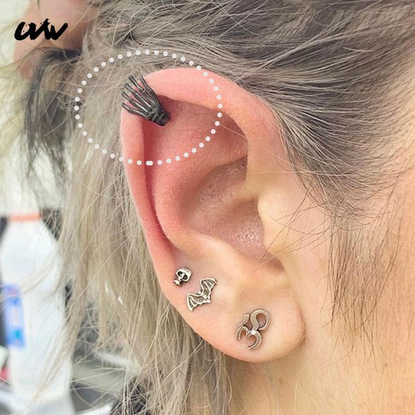 2pc punk steel paws skeleton helix piercing jewelrys for women vintage silver black gold cartilage earrings cool uvw222, Slivery;golden
2pc punk steel paws skeleton helix piercing jewelrys for women vintage silver black gold cartilage earrings cool uvw222, Slivery;golden