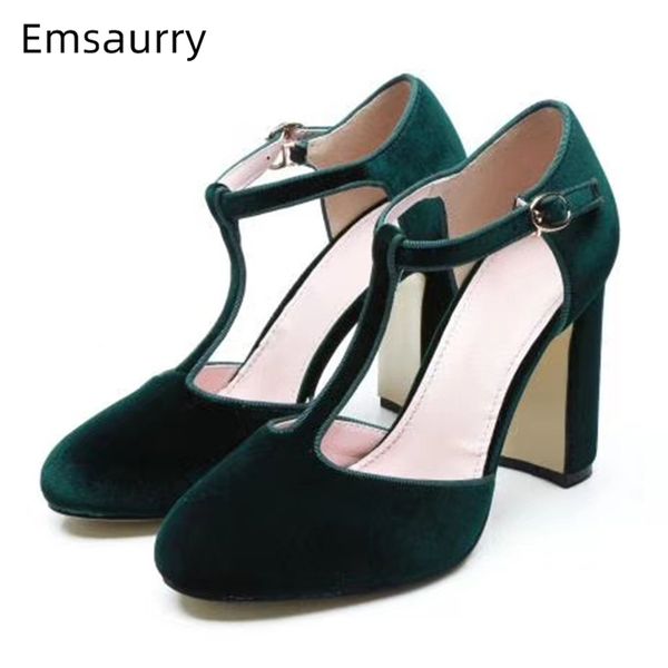 green velvet dress shoes woman round toe t-straps high hoof heel new spring 2020 side cut out high heel pumps women, Black
green velvet dress shoes woman round toe t-straps high hoof heel new spring 2020 side cut out high heel pumps women, Black