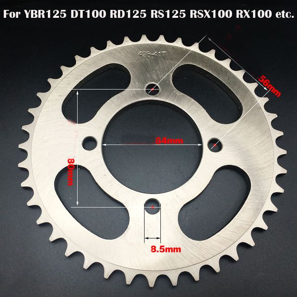 for yamaha ybr125 dt100 rd125 125 rsx100 rx100 z125 motorcycle parts ybr 125 sprockets rear sprocket 41 43 teeth improve speed
for yamaha ybr125 dt100 rd125 125 rsx100 rx100 z125 motorcycle parts ybr 125 sprockets rear sprocket 41 43 teeth improve speed