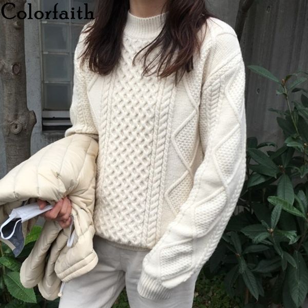 colorfaith women's autumn winter sweaters 2019 pullover knitting o-neck solid fashionable casual office lady loose sw7055, White;black
colorfaith women's autumn winter sweaters 2019 pullover knitting o-neck solid fashionable casual office lady loose sw7055, White;black