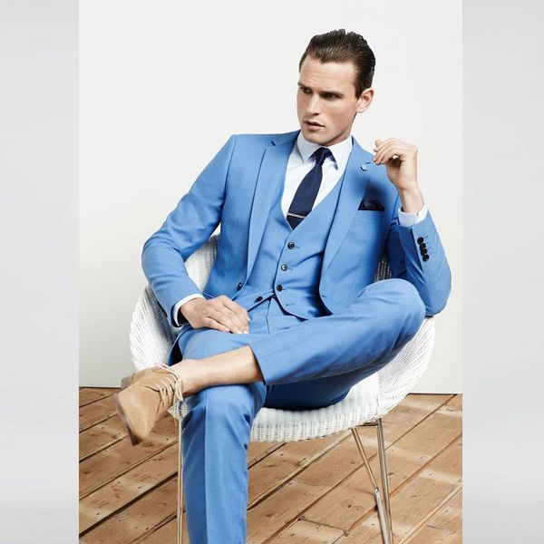selling sky blue men suits slim fit wedding suits for men with jacket vest and pants groom tuxedos one button blazers, Black;gray
selling sky blue men suits slim fit wedding suits for men with jacket vest and pants groom tuxedos one button blazers, Black;gray