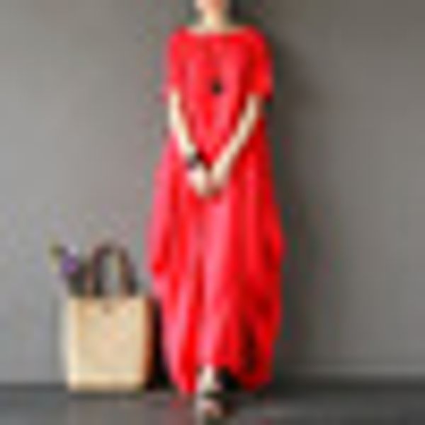 women's baggy summer plus size maxi dress beach loose retro boho short sleeves, Black;gray
women's baggy summer plus size maxi dress beach loose retro boho short sleeves, Black;gray