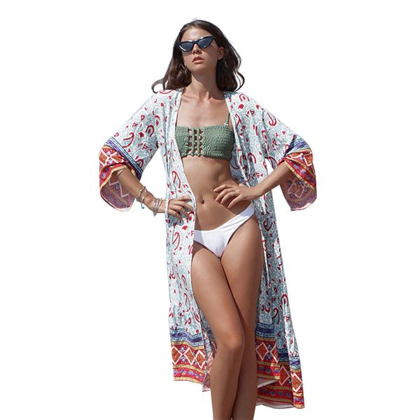 beach cover up women summer chiffon dress swimwear robe de plage floral print kimono cardigan boho ladies blouse, Blue;gray
beach cover up women summer chiffon dress swimwear robe de plage floral print kimono cardigan boho ladies blouse, Blue;gray