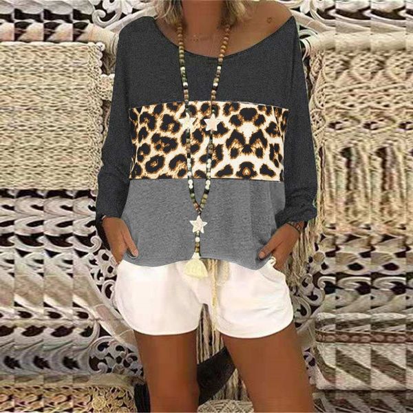 women t shirt autumn spring long sleeve o-neck patchwork pullover leopard casual loose t-shirt camiseta sudadera mujer, White
women t shirt autumn spring long sleeve o-neck patchwork pullover leopard casual loose t-shirt camiseta sudadera mujer, White