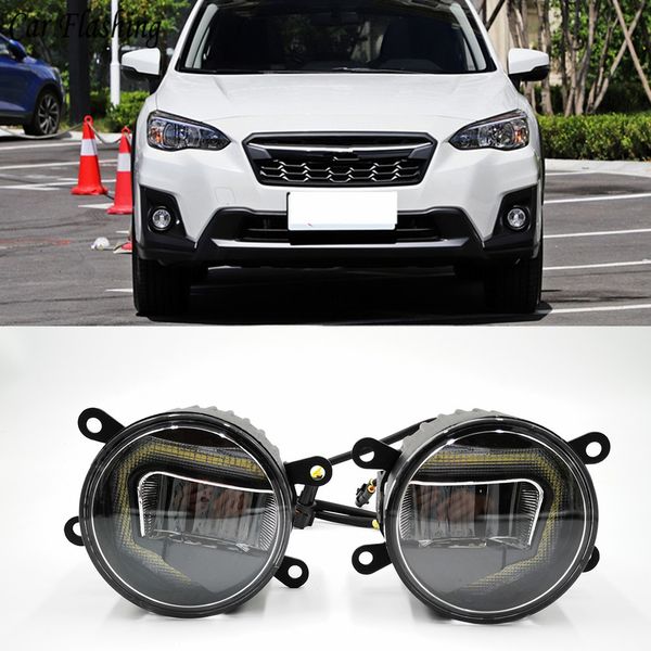 

3-in-1 functions auto led for xv 2012-2016 2017 2018 drl daytime running light car projector fog lamp with yellow signal