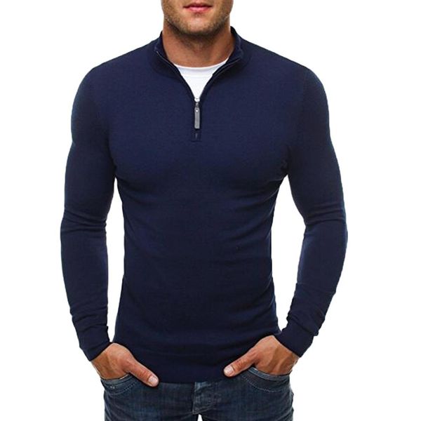 autumn men's solid color slim pullover sweater chic men solid color stand collar long sleeve zipper knitted sweater blouse, White;black
autumn men's solid color slim pullover sweater chic men solid color stand collar long sleeve zipper knitted sweater blouse, White;black